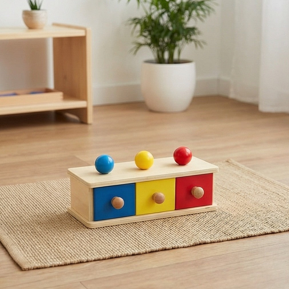 Object Permanence Drawer Box with Balls